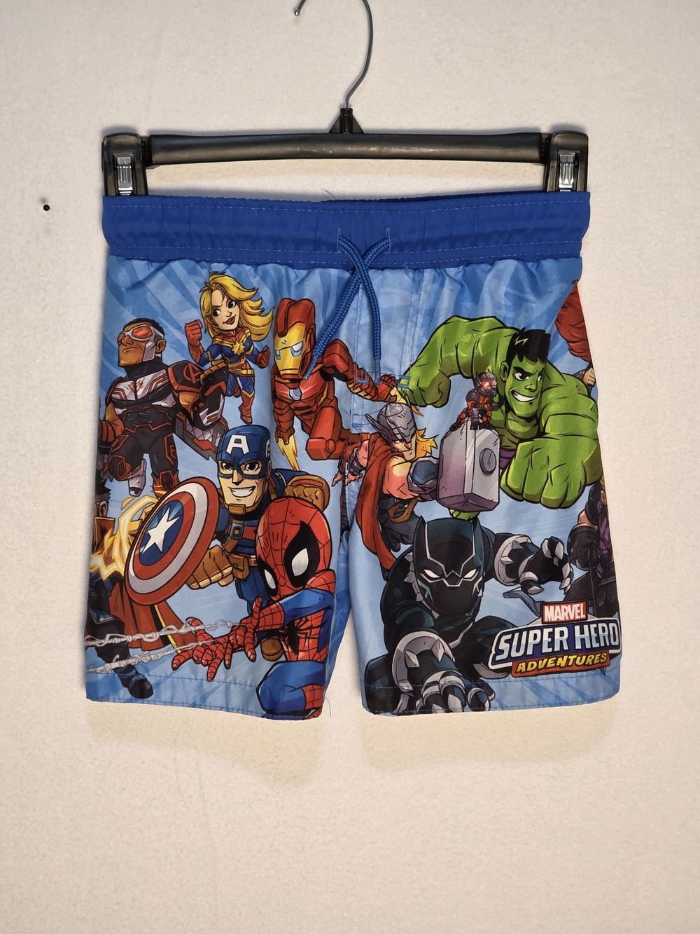 Marvel Super Hero Adventures Swim Trunks Boys Size 3T Blue Spider-Man Hulk